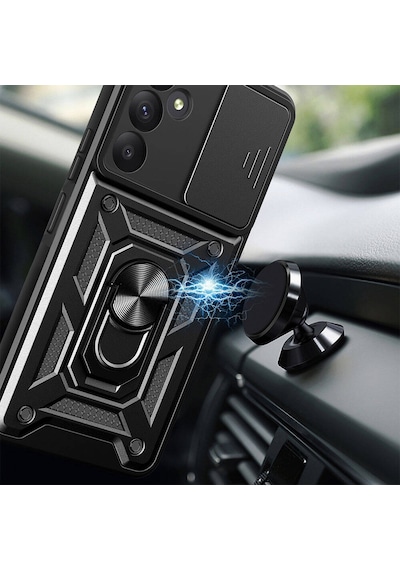 Zore Galaxy Uyumlu A55 Kılıf Magnetik Standlı Kamera Korumalı Sürgülü Vega Kapak - Mavi Mavi