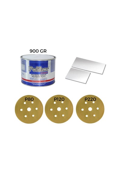 POLİKOR SÜPERSOFT POLYESTER ÇELİK MACUNU 900 GR UYGULAMA SETİ