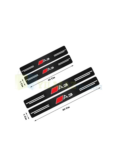 Audi A3 Logo Karbon Kapı Eşiği Oto Sticker Araba Etiket 4 Parça