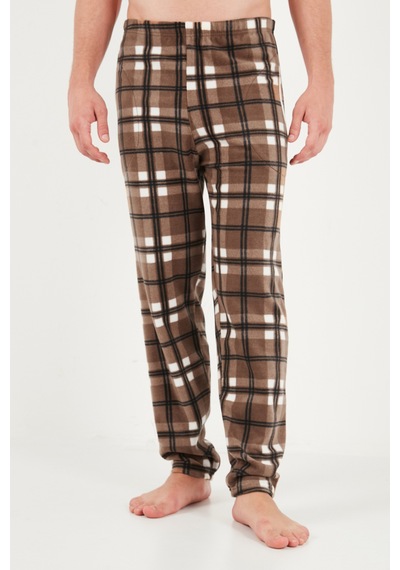 Buratti Lastikli Bel Düz Paça Yumuşak Dokulu Polar Pijama Altı Erkek Pijama Altı 6098001 Camel