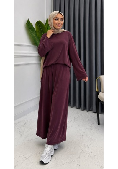 Premium Kupra Kumaş Şalvar Model Pantolonlu Takım Mürdüm & Haki S-m-l