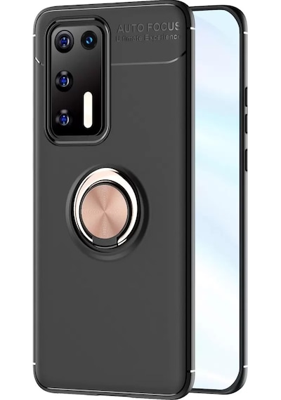 Newface Huawei P40 Kılıf Range Yüzüklü Silikon - Siyah-gold