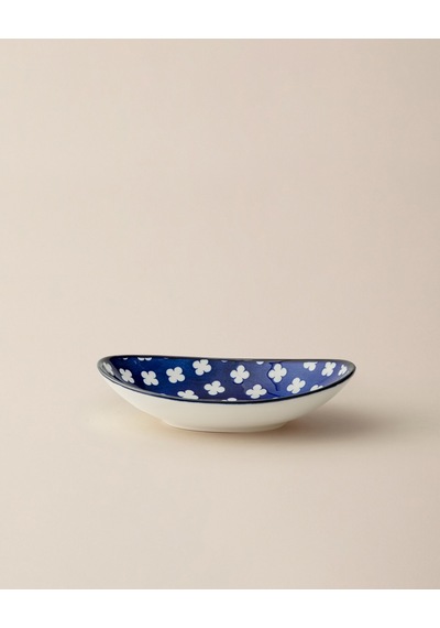 Reve Bleu Raye Oval Tabak - 15 Cm - Mavi/beyaz 8684427225813 Çok Renkli