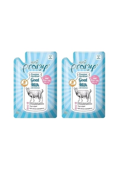 Pramy Yavru Kediler Ve Köpekler İçin Kolostrum Ve Arı Sütlü Sterilize Keçi Sütü, 60 Gram 2li Paket