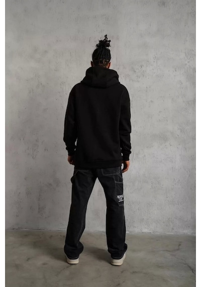 3 İplik Kapşonlu Sweatshirt Hoodie - Siyah