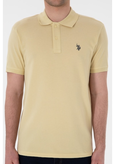 U.S. Polo Assn. Erkek Slim Fit Polo Yaka Açık Haki Basic Tişört 50297984-VR183