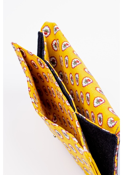 Fabric Craft Bag Kadın Kumaş Cüzdan Nakışlı Lacivert - Sarı