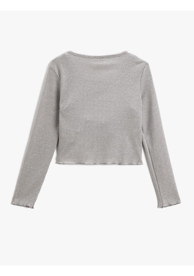 Koton Crop Üst Ve Uzun Kollu Hırka 2'li Takım Gri 2skg10260ak Gri