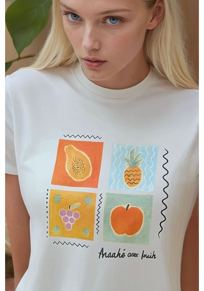 Hiccup Baskı Detaylı Regular Fit Bisiklet Yakalı %100 Pamuklu T-shirt Çok Renkli 04