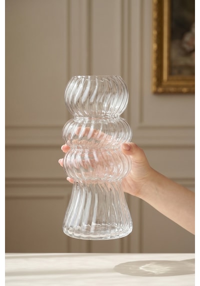 Aura Boğum Cam Vazo - 25 Cm Şeffaf