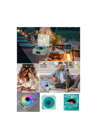 Plak Speaker Nostalji 3d Surrond Ses Kalitesi Saatli Bluetooth Hoparlör Retro Müzik Çalar Fm Radyo