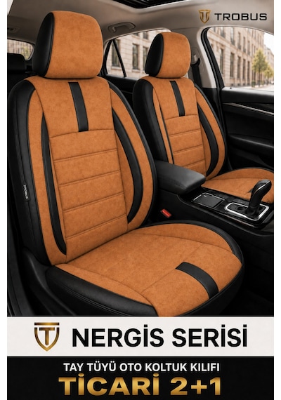 Ford Courier 2014 Ve Sonrası Uyumlu Taba Siyah Nergis Serisi Ortopedik Tay Tüyü 2+1 Ticari Taba Siyah