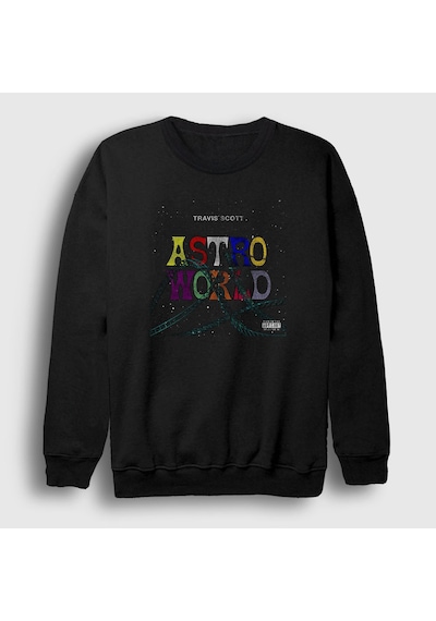Presmono Unisex Roller Coaster Astroworld Travis Scott Sweatshirt Siyah