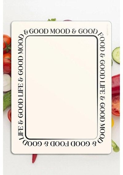 Cam Kesme Tahtası Ve Sunumluk Ve Sunum Tabağı Good Life 30x40 Cm Çok Renkli