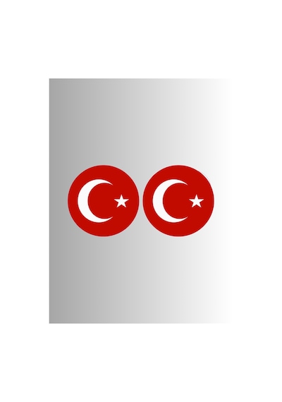 Ayyıldız Bayrak Yuvarlak 2'li 4x4cm Sticker Etiket