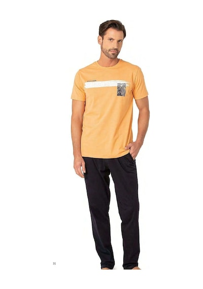 Pierre Cardin 6077 Erkek Penye Pijama 25y Turuncu