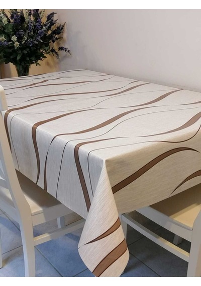 Elyaflı Pvc Muşamba - Desenli Silinebilir Masa Örtüsü 02mrl151a Kahve