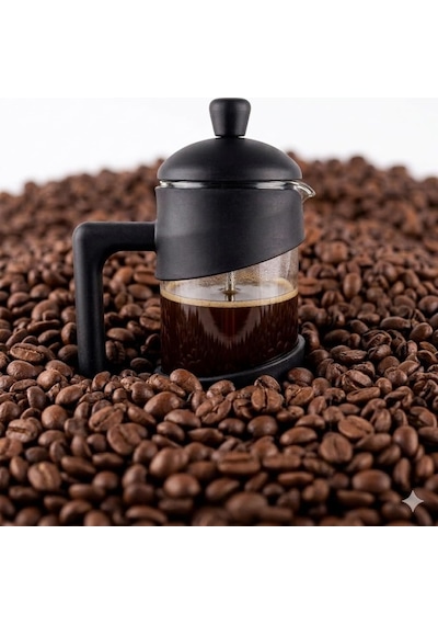 350 Ml Cam French Press Isıya Dayanıklı Cam, Paslanmaz Çelik Filtreli, Siyah Renkli Kahve Ve Bitki Çayı Demli Diğer