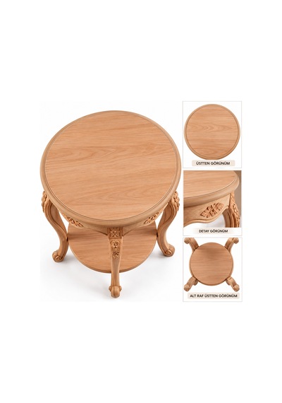 Mmb-trade Nexora Living 5913 Papatya Yuvarlak Saksılık 52x52x62 Cm Çiçek Desenli Dekoratif Saksı Standı, Raflı Çiçeklik Ve Klasik Yan Sehpa Mmbz Çok Renkli