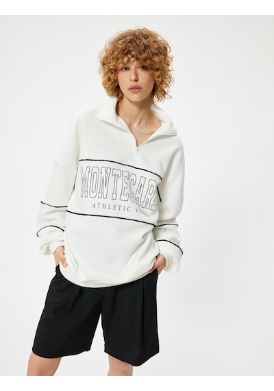 Koton Oversize Sweatshirt Yarım Fermuarlı Kolej Baskılı Şardonlu Ekru 5wal10035ık Ekru Koton Oversize Sweatshirt Yarım Fermuarlı Kolej Baskılı Şardonlu Ekru 5wal10035ık Ekru