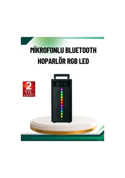 Şarjlı Işıklı Bluetooth Hoparlör Usb, Aux, Tf Kart Ve Ra Destekli