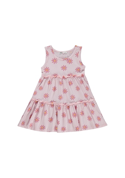 Civil Girls Papatya Desenli 2-5 Yaş Elbise - Pudra