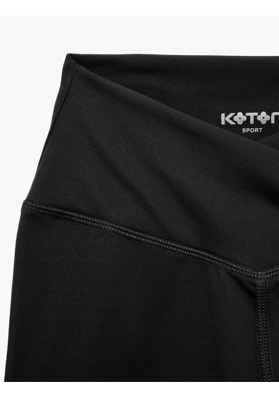 Koton Kemer Detaylı Yüksek Bel Uzun Spor Tayt Siyah 7wak40132nk