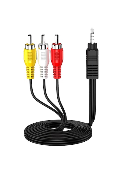 3.5mm Erkek To 3 Rca Erkek Ses Video Av Kablosu - 1,2 Metre