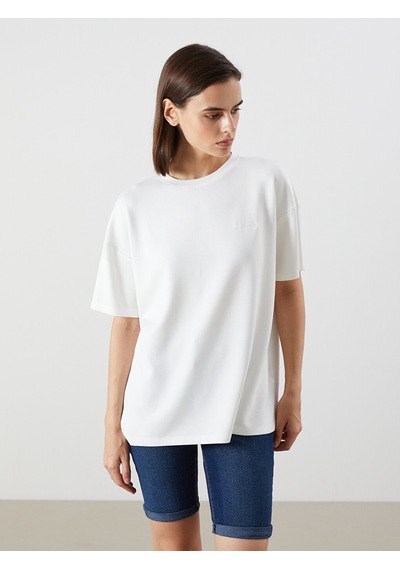 Lcw Vision Beyaz Oversize Soft Touch Kadın Tişört