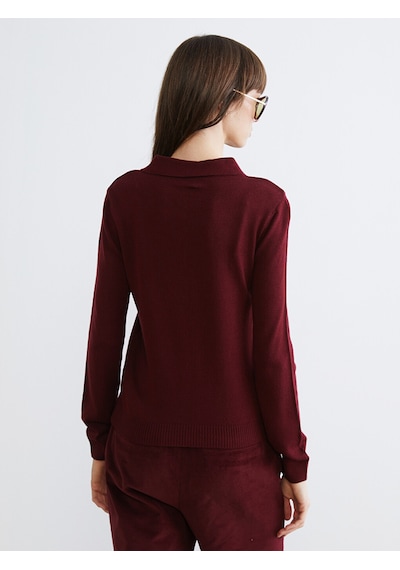 Lcw Vision Bordo Polo Yaka Kadın Triko Kazak