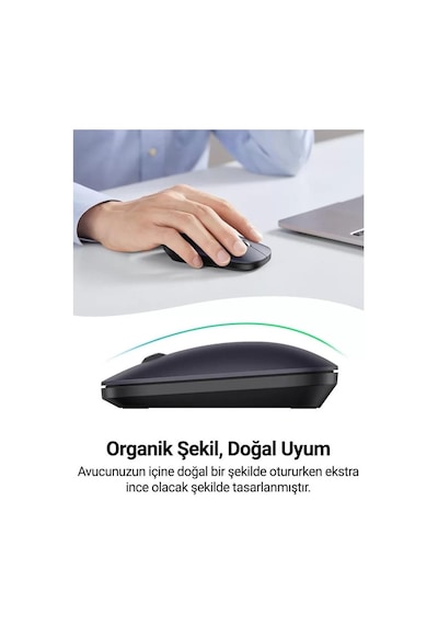 Ugreen 2.4ghz Sessiz Tuşlu Kablosuz Optik Mouse, Gri, 90373 -