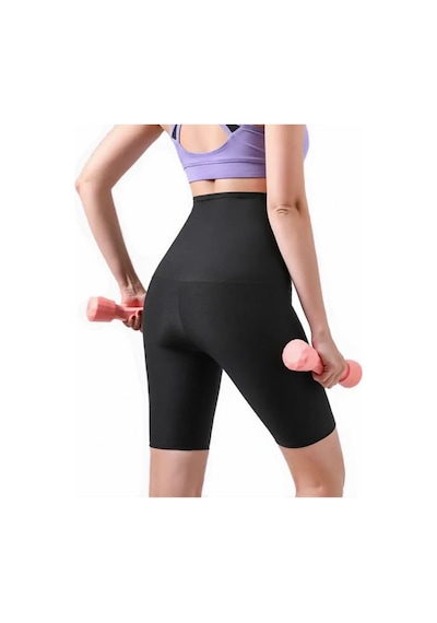 Mistirik Sauna-şort Model Yüksek Bel Agraflı Sauna Termal Toparlayıcı Ve Sıkılaştırıcı Korseli Şort Siyah