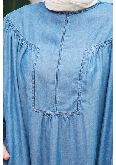 Neways 6634 - Tensel Denim Elbise Koyu Mavi
