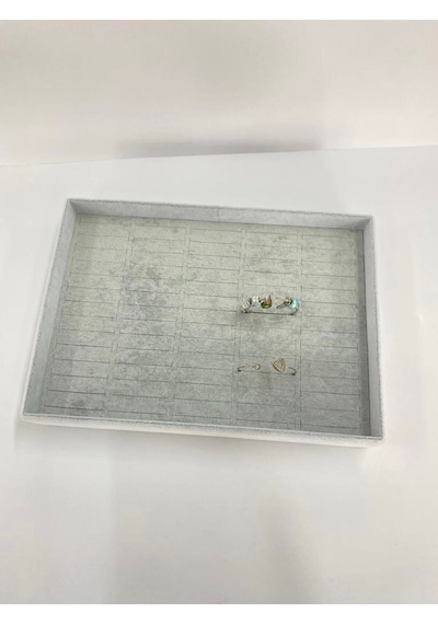 Yerli Üretim Süet Kumaş Gri Renk 34/24 Cm Batırmalı Çekmeçe Içi Bileklik Kelepçe Tablası Çok Renkli
