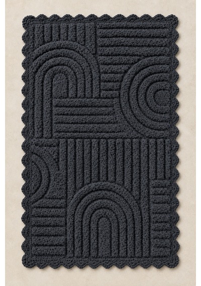 Alanur Bodrum Tufting Cotton Pamuklu El Işi Örgülü Paspas 113 80 X 135 Cm Siyah