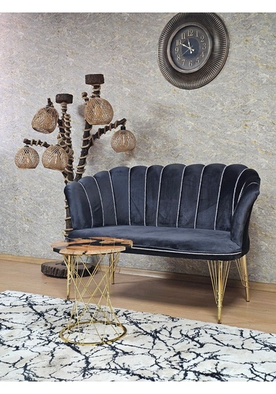 Zafir İkili Gold Kaplama Tel Ayak Papatya Çay Seti Koltuk Takımı , Balkon, Salon, Ofis, Cafe Koltuk Takımı Füme