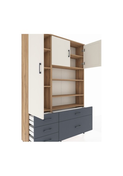 Arges Dolap 9 Raflı 5 Çekmeceli 3 Kapaklı 132x30x195 Çam-aytaşı/antrasit Aytası/antrasıt Arges Dolap 9 Raflı 5 Çekmeceli 3 Kapaklı 132x30x195 Çam-aytaşı/antrasit Aytası/antrasıt