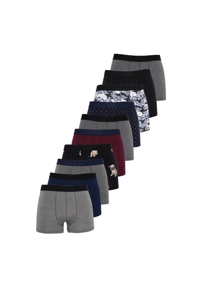 Tudors Erkek 10'lu Likralı Pamuklu Esnek Kumaş Premium Seri Boxer-50515 Çok Renkli