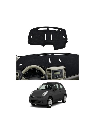 Nissan - Micra-march K12 2003-2010 Uyumlu Torpido Koruma Kılıfı - Siyah Şeritli
