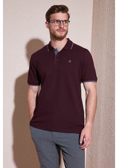 Buratti Pamuklu Slim Fit Şerit Detaylı Düğmeli Polo Yaka 4'Lü Paket Erkek T Shirt 5902118S4 Siyah-Vişne-Antrasit-Elma Yeşili-Beyaz