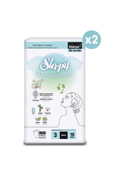 Sleepy Bio Natural Premium Plus Hijyenik Ped Gece 36 Adet Ped