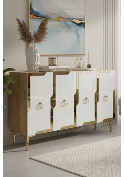 Ka1233dbg Seza120 Konsol, Kahve Köşesi Ve Tv Sehpası, Çok Amaçlı Dolap Safirmeşe - Beyaz - Gold 120cm Ka1233dbg Seza120 Konsol, Kahve Köşesi Ve Tv Sehpası, Çok Amaçlı Dolap Safirmeşe - Beyaz - Gold 120cm