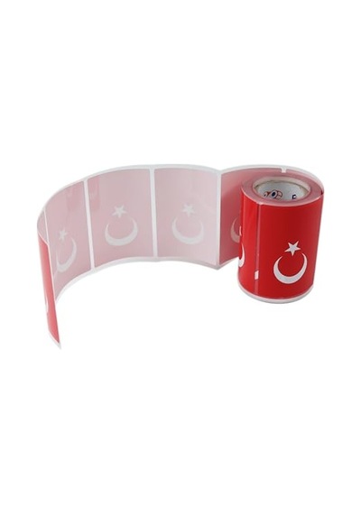 Al Hızlı Al Türk Bayrağı Etiketi Kuşe Rulo Çıkatma 90mmx 60mm 300 Adet 40mm Çapı Bayrak Etiket Genel