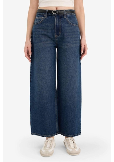 Defacto Culotte Yüksek Bel Jean Kar Yıkamalı Pantolon G4935ax26smnm28 Mavi-nm28