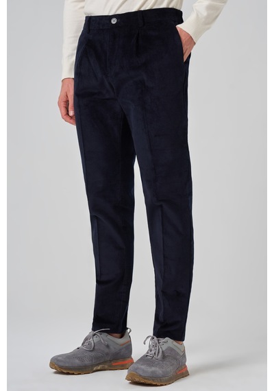 Morven Erkek Lacivert Pamuk Trend Fitilli Kadife Lastikli Slim Fit Pantolon 26ks003005200 Lacivert
