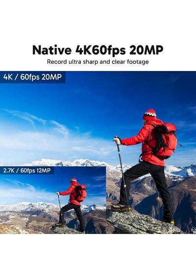 Action Cam 4k60fps 40m Sualtı Kamera 20mp Wifi Aksiyon Kamerası, Dokunmatik Ekranlı Eıs, 8x Zoom Ses Kumandalı Uzaktan Kumandalı Aksesuar Kiti Spor Kamera V50 Elite