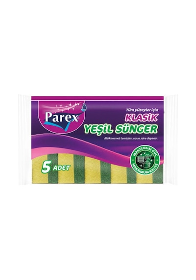 Parex Klasik Yeşil Düz Bulaşık Süngeri 5 Adet
