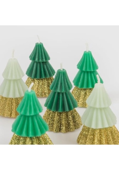 Green Mini Tree Candles - Yeşil Mini Ağaç Mumlar 6'li Diğer