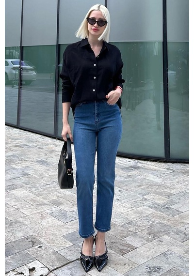 Madmext Açık Mavi Slim Fit Kadın Mom Jean Mg1738-açık Mavi Açık Mavi