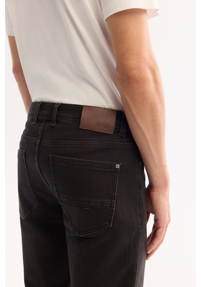 Avva Erkek Kahverengi Klasik Bel Pamuklu Eskitme Yıkamalı Berlin Slim Fit Jean Pantolon A52y3501 Kahve